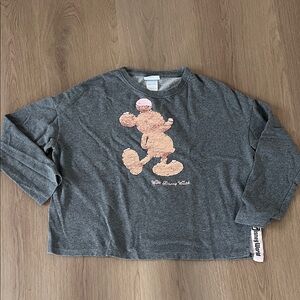 Disney Gray Long Sleeve Tee with Pink Mickey juniors size XS
